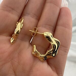 Zara 18k Gold Color Plated Wave Hoop Earrings